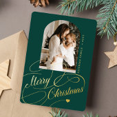 Fijne kerst foto echt goud folie feestdagenkaart