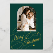 Fijne kerst foto echt goud folie feestdagenkaart (Voorkant)