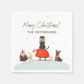 Fijne kerst Fysische Cute Dogs Aangepaste naam Servet (Voorkant)