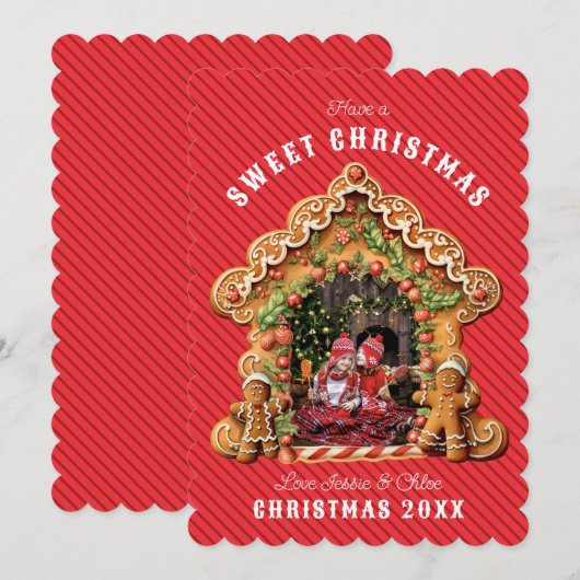 Fijne kerst | Gingerbread House Foto Feestdagenkaart (Voorkant / Achterkant)