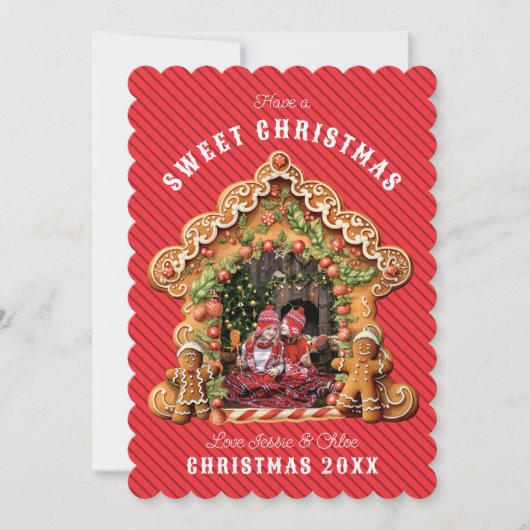 Fijne kerst | Gingerbread House Foto Feestdagenkaart (Voorkant)