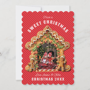 Fijne kerst   Gingerbread House Foto Feestdagenkaart