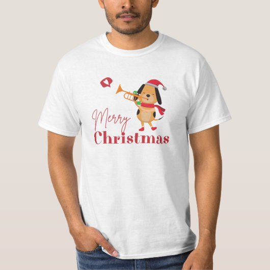 Fijne kerst grappige hond T-Shirt (Voorkant)