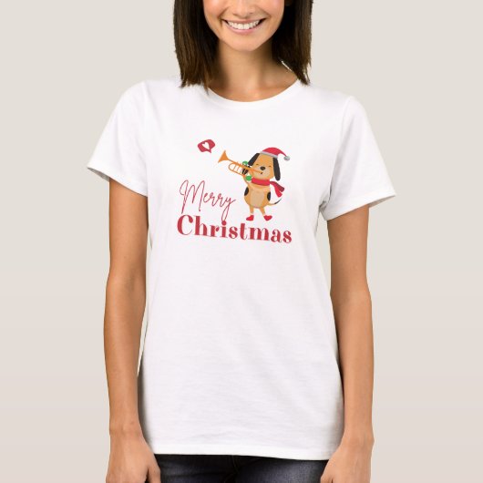 Fijne kerst grappige hond T-Shirt (Voorkant)