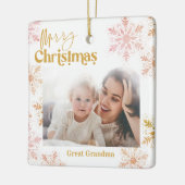 Fijne kerst Grote oma roze goudfoto Keramisch Ornament (Links)