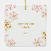 Fijne kerst Grote oma roze goudfoto Keramisch Ornament (Achterkant)