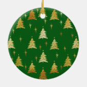 Fijne kerst Grote opa Green en Gold Photo Keramisch Ornament (Achterkant)
