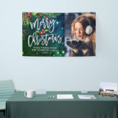 Fijne kerst Happy Nieuwjaarsfeestdag Foto Spandoek (Beurs)