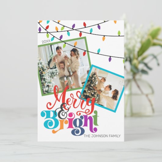 Fijne kerst & heldere kerstfeestelijke fotokaart feestdagenkaart (Staand voorkant)