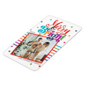 Fijne kerst & heldere kerstfeestelijke fotokaart magneet (Linkerzijde)