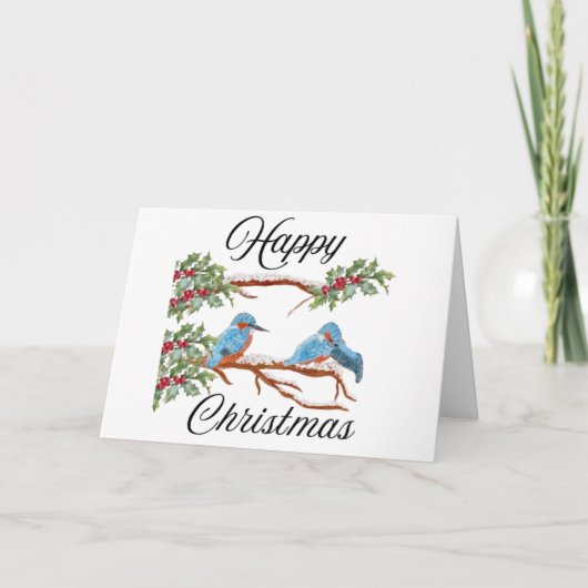 Fijne kerst Kaart met Kingfishers op hen (Voorkant)