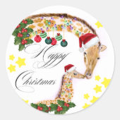 Fijne kerst met een liefdevolle familie van Giraff Ronde Sticker (Voorkant)