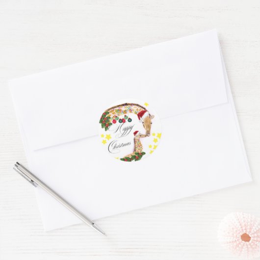 Fijne kerst met een liefdevolle familie van Giraff Ronde Sticker (Envelop)