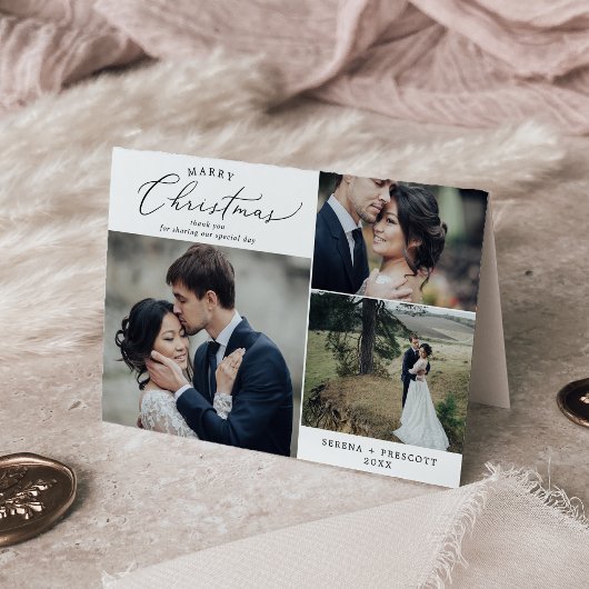 Fijne kerst met kerst gevouwen feestdag bruiloft bedankkaart