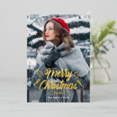 Fijne kerst One Photo Holiday Folie Uitnodiging (Staand Voorkant)