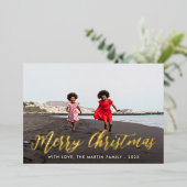 Fijne kerst One Photo Holiday Folie Uitnodiging (Staand Voorkant)