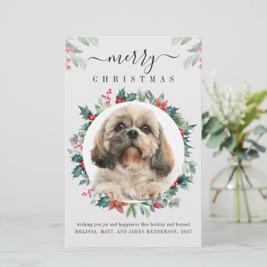 Fijne kerst op maat gemaakte foto van eigenaar van briefpapier (Staand voorkant)