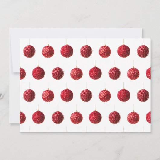 Fijne kerst Red Baubles platte kaart met tekst (Achterkant)