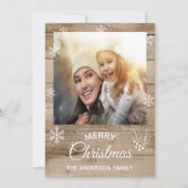 Fijne kerst roestbruine houtsnop feestdagenkaart (Voorkant)