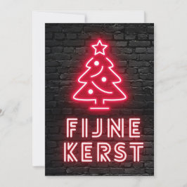 Fijne Kerst Rood Neon Kerstmis Xmas Feestdagenkaart