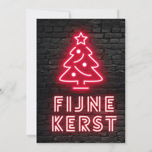 Fijne Kerst Rood Neon Kerstmis Xmas Feestdagenkaart