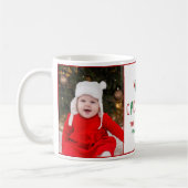 Fijne kerst Twee Foto Cute Red Green Holiday Koffiemok (Links)