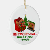 Fijne kerst van ons huis tot het jouwe keramisch ornament (Rechts)