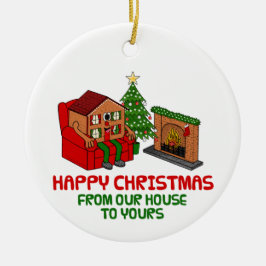 Fijne kerst van ons huis tot het jouwe keramisch ornament