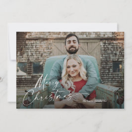 Fijne kerst volledig aftapportretfoto kaart