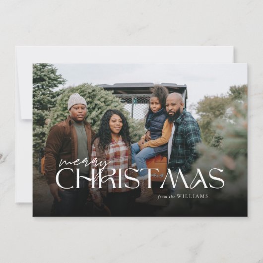 Fijne kerst, volledig foto modern script feestdagenkaart (Voorkant)