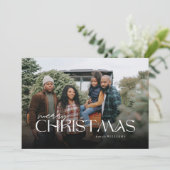 Fijne kerst, volledig foto modern script feestdagenkaart (Staand voorkant)