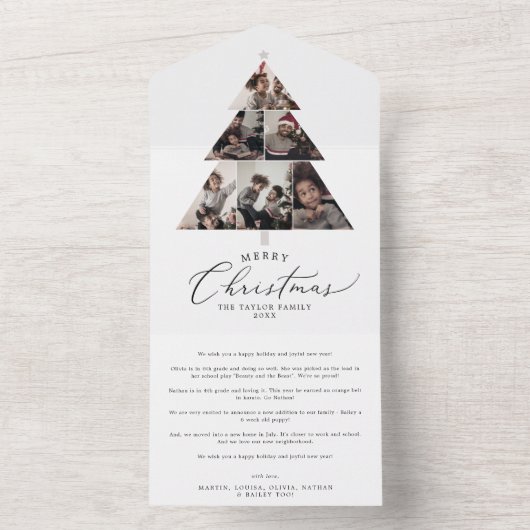 Fijne kerstavond Multi Photo Holiday All In One Uitnodiging (Binnen)