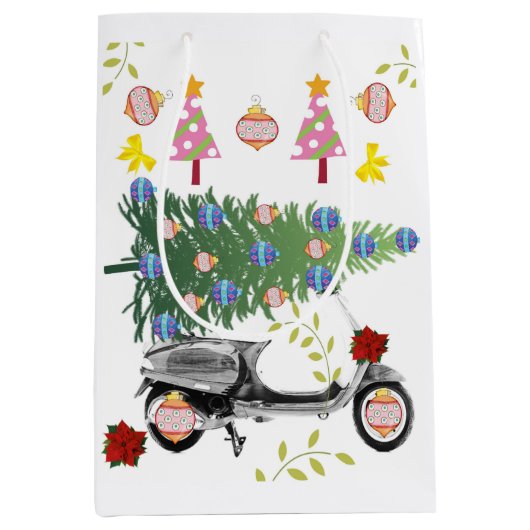 Fijne kerstbomen cadeautassen medium cadeauzakje (Voorkant)