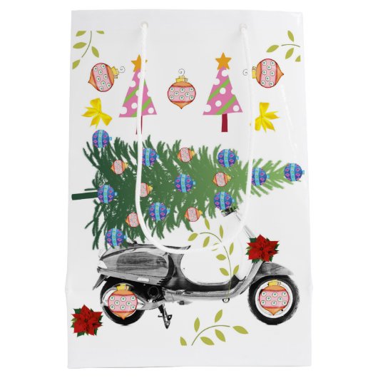 Fijne kerstbomen cadeautassen medium cadeauzakje (Achterkant)