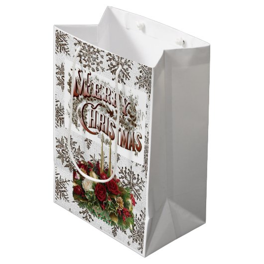 Fijne kerstcadeaus medium cadeauzakje (Voorkant Gekanteld)