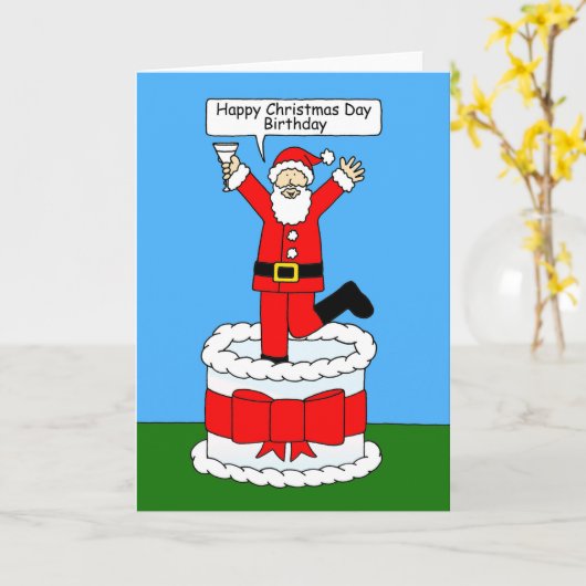 Fijne kerstdag Cartoon Kerstmis Kaart (Gele Bloem)