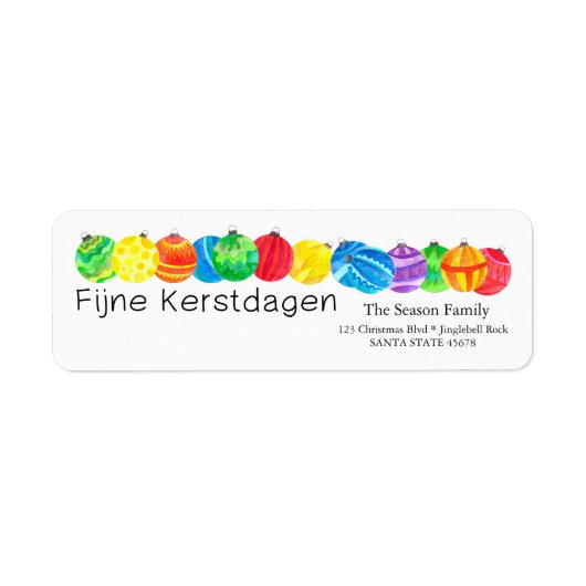 Fijne Kerstdag met handbeschilderde waterverf Etiket (Voorkant)
