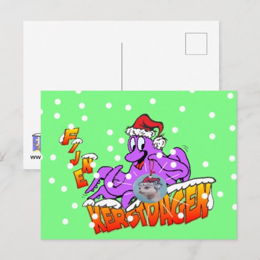Fijne Kerstdag Octopus Briefkaart (Voorkant / Achterkant)