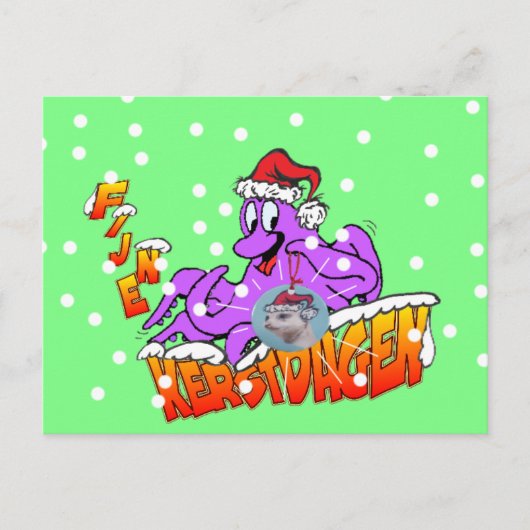 Fijne Kerstdag Octopus Briefkaart (Voorkant)