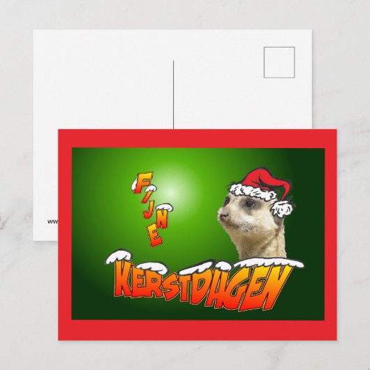 Fijne Kerstdag Stokstaarte Groene Briefkaart (Voorkant / Achterkant)