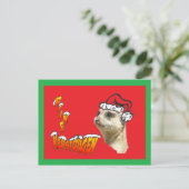 Fijne Kerstdag Stokstaartje Kerstman Briefkaart (Staand voorkant)