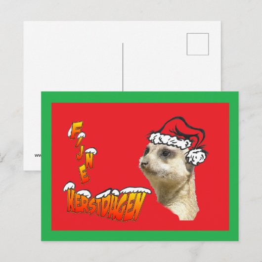 Fijne Kerstdag Stokstaartje Kerstman Briefkaart (Voorkant / Achterkant)