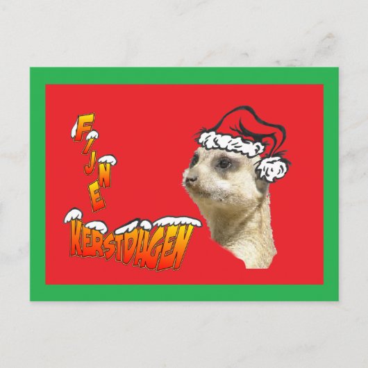 Fijne Kerstdag Stokstaartje Kerstman Briefkaart (Voorkant)