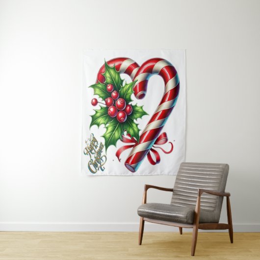 Fijne kerstdagen allemaal wandkleed (In situ)