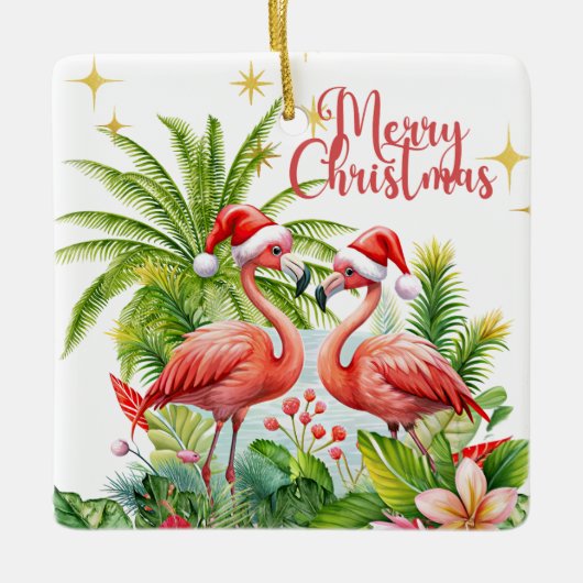 Fijne Kerstdagen Flamingo Ornament (Voorkant)