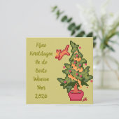 Fijne kerstdagen, pixel art, pixelart feestdagenkaart (Staand voorkant)