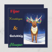 Fijne kerstdagen, Reindeer , rendier, Rudolf Feestdagenkaart (Voorkant / Achterkant)
