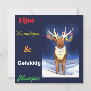 Fijne kerstdagen, Reindeer , rendier, Rudolf Feestdagenkaart