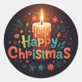 Fijne kerstdagen ronde sticker (Voorkant)
