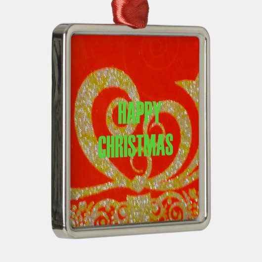 Fijne kerstdagen rood en goud Collectie. Metalen Ornament (Rechts)